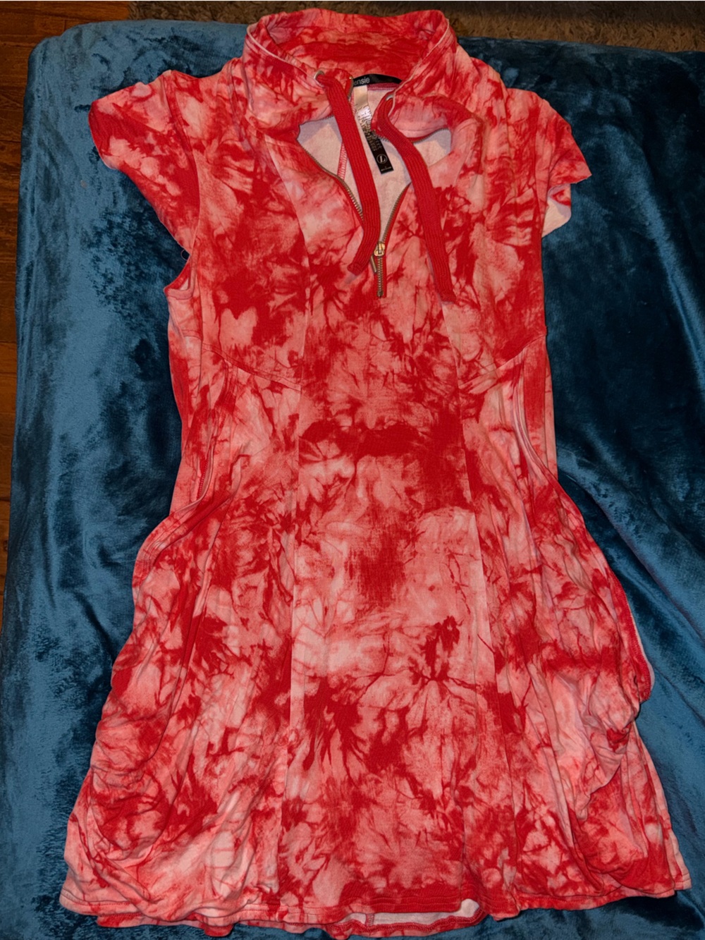 Kensie Women's Coral Pink Tie-Dye Sleep Dress with Pockets